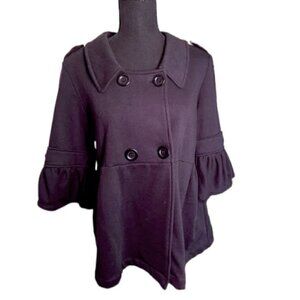 Luii Double Breasted Bell Sleeve Black Jacket Women’s Size Medium